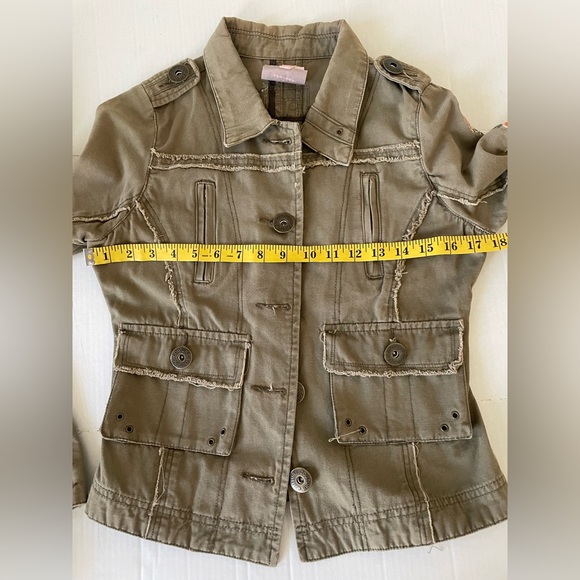 Romeo & Juliet Couture Khaki Embroidered Jean Jacket 100% Cotton metal buttons - Picture 12 of 14